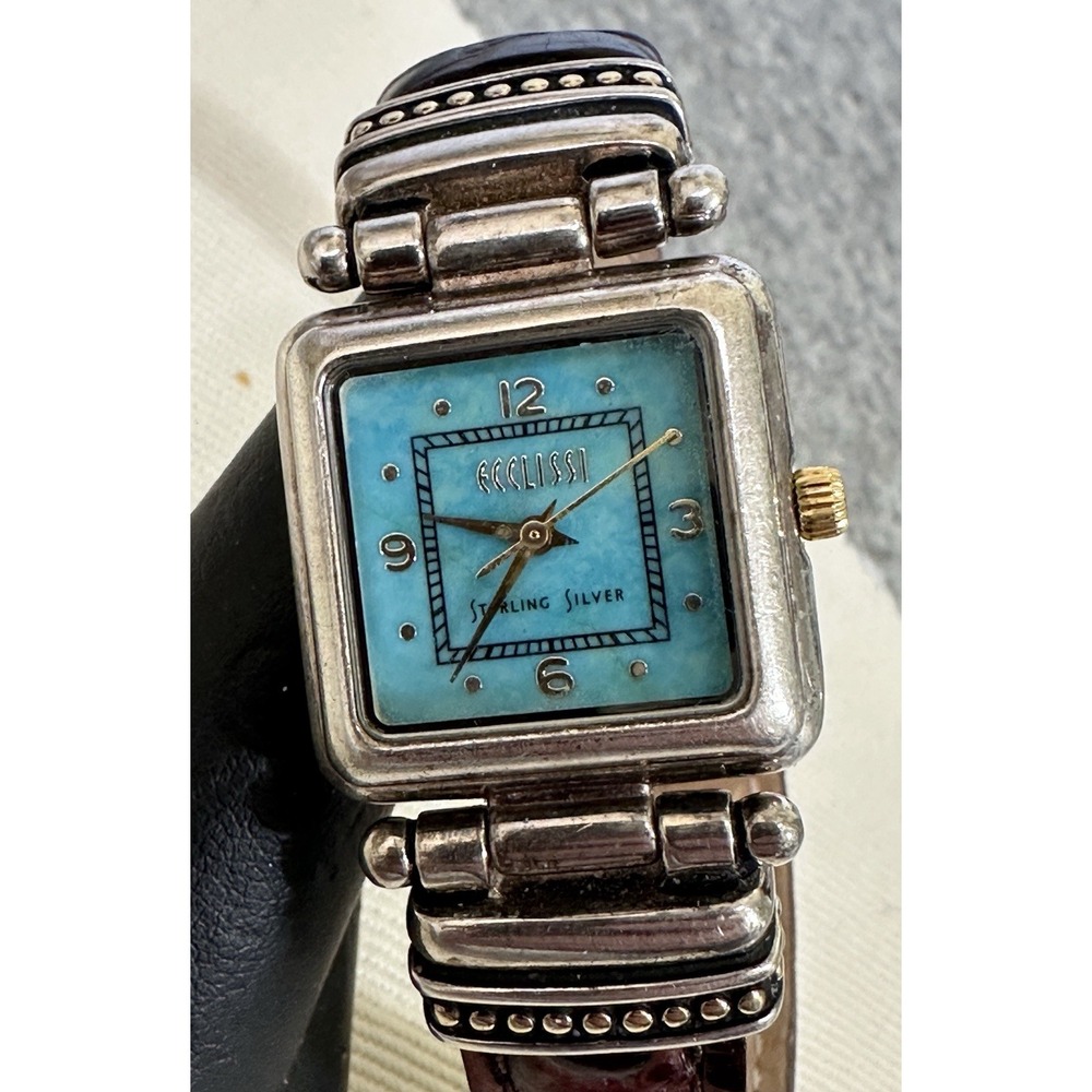 Ecclissi Woman's Watch Turquoise‎ & 925 Sterling Silver  9 1/4" New Battery - Picture 2 of 9